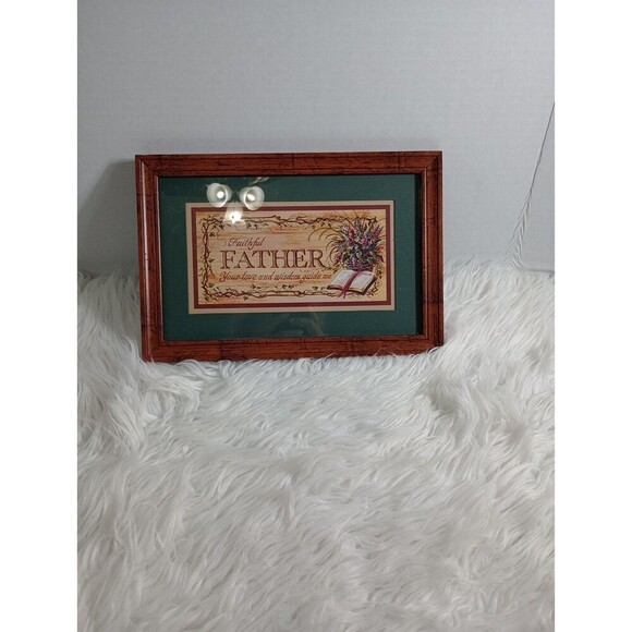Vtg Home Interior Wood Frame Glass Picture Faithful Father by Márgi whittington - Picture 1 of 7